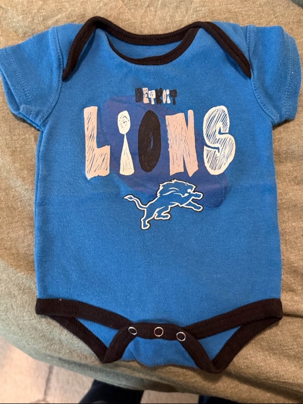 NFL Detroit Lions Blue Baby One-Piece Bodysuit with Navy Trim